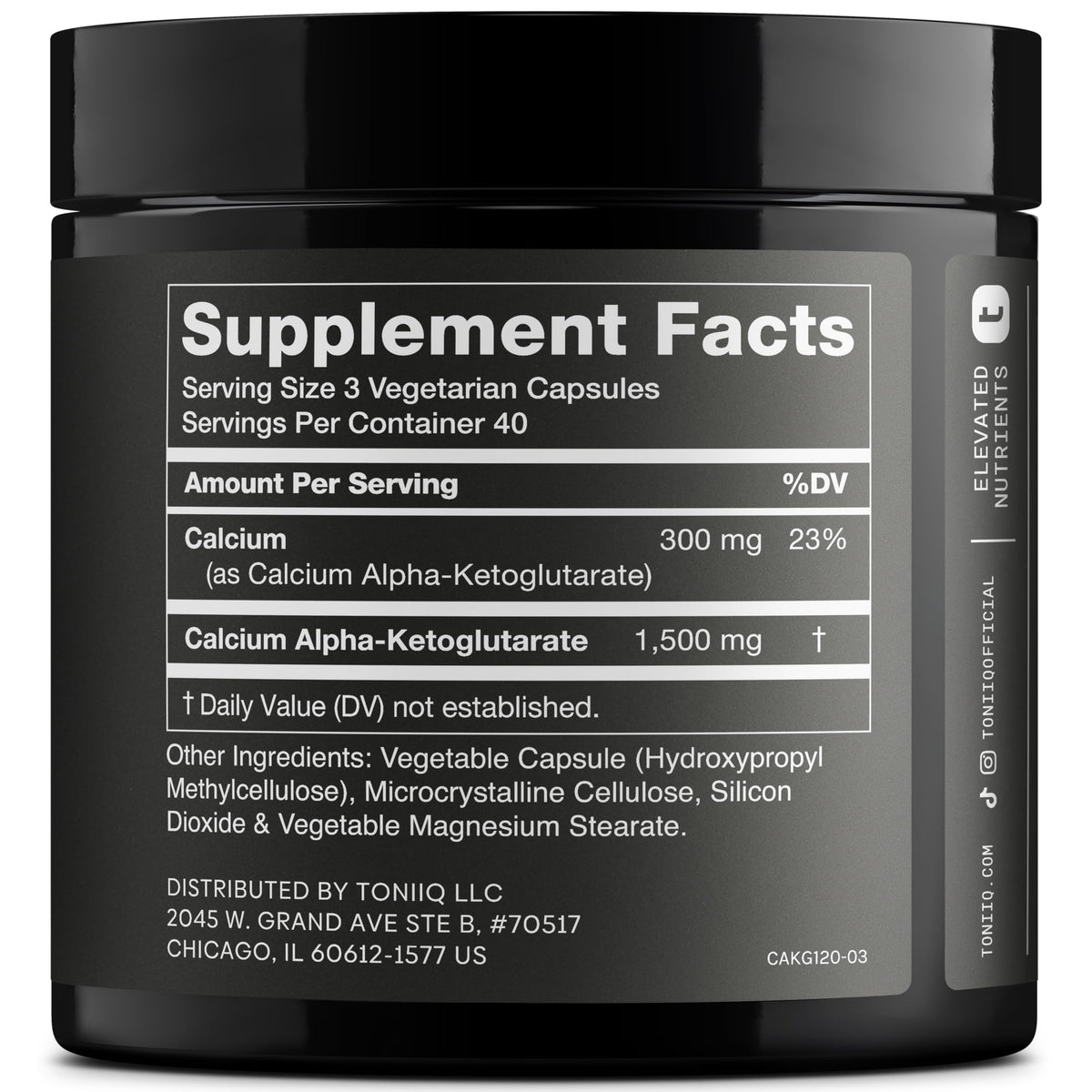 Toniiq 1500mg Ultra High Purity Ca AKG Supplement - 99%+