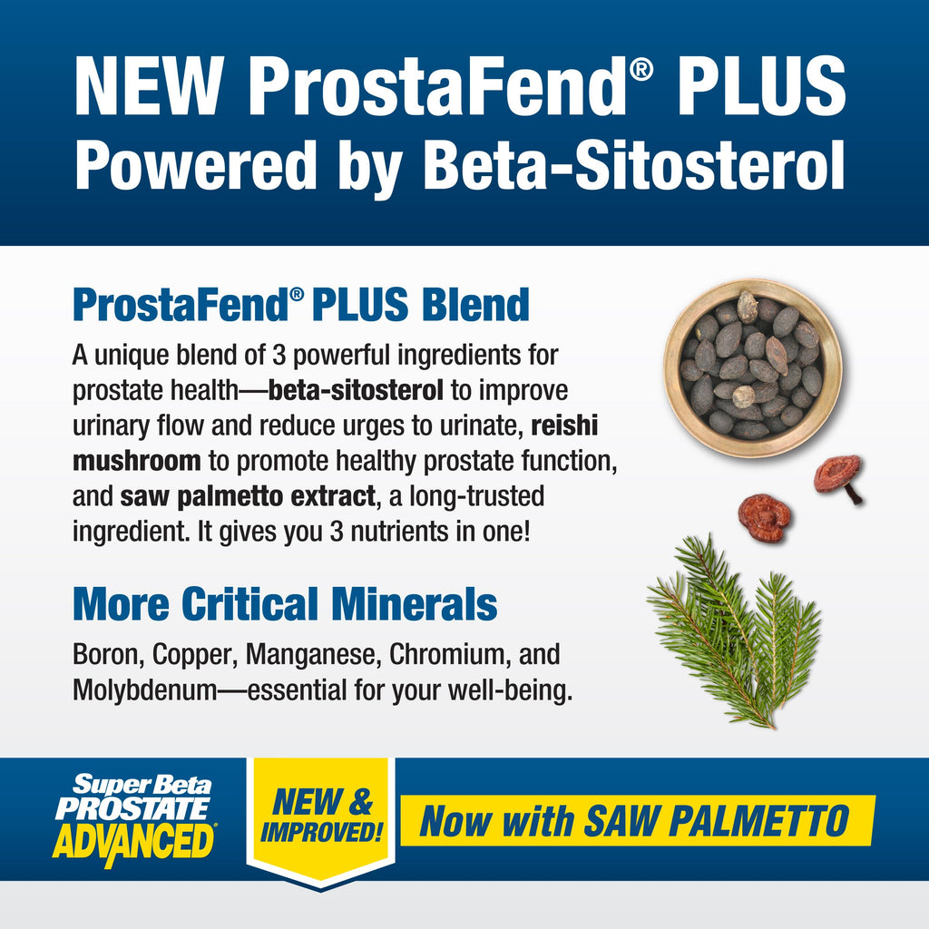 SUPER BETA PROSTATE Advanced with Saw Palmetto, Prostate Support, 60 Count | Prostate Health Supplements for Men, Bladder & Urinary Support, Promote Sleep