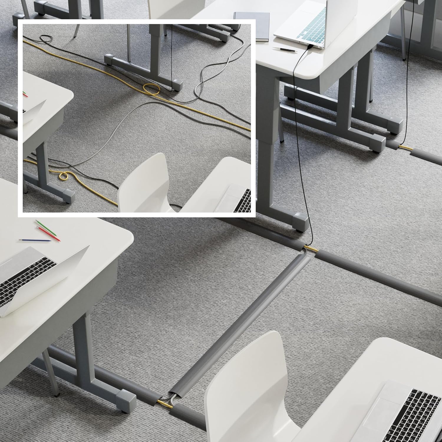 Buy now D-Line 6ft Floor Cord Cover, Cable Channel, Protect Cords, Prevent Trips - 0.63" W x 0.31" H - Gray at indiglob india