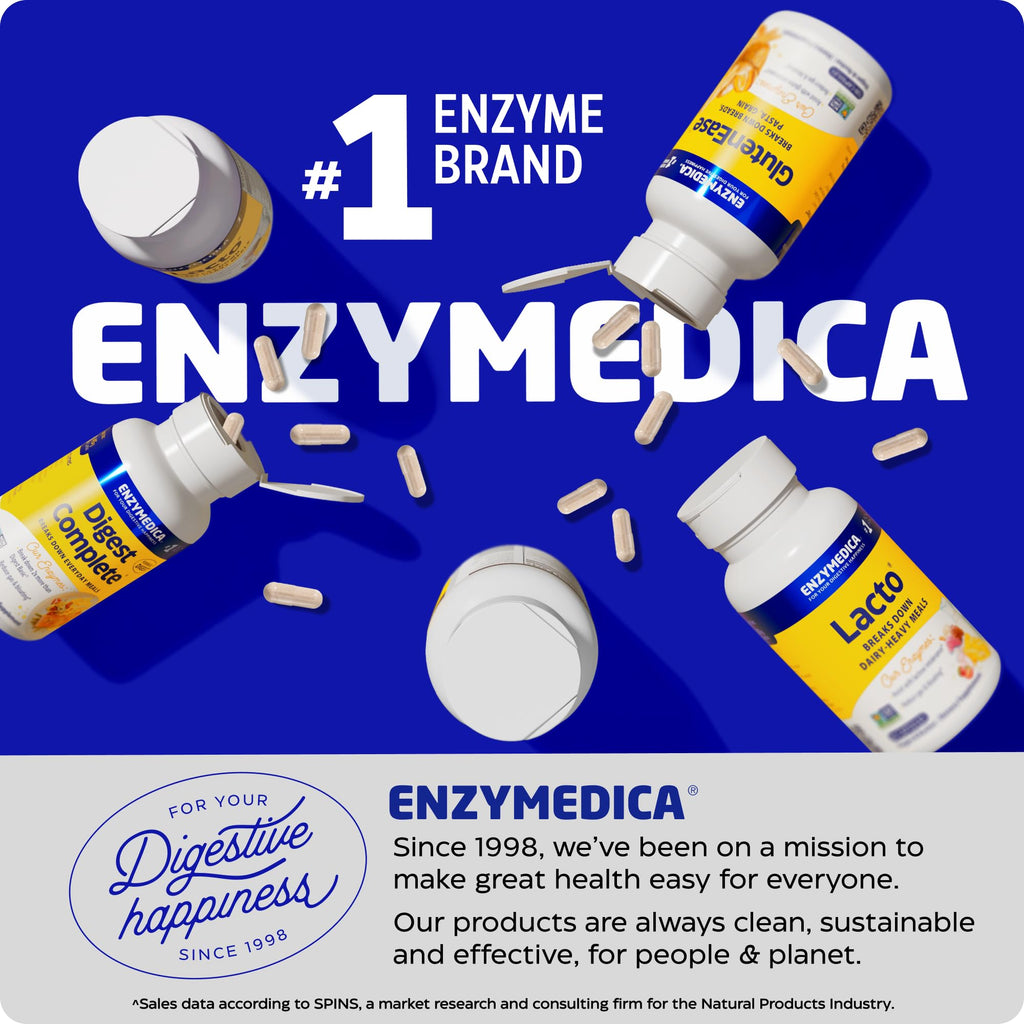 Enzymedica GlutenEase, Helps Gas & Bloating - 60 Capsules | Digestive Enzyme Supplement for Women & Men, Gluten & Casein Sensitivity Support, Enzymes for Digestion & Gut Health
