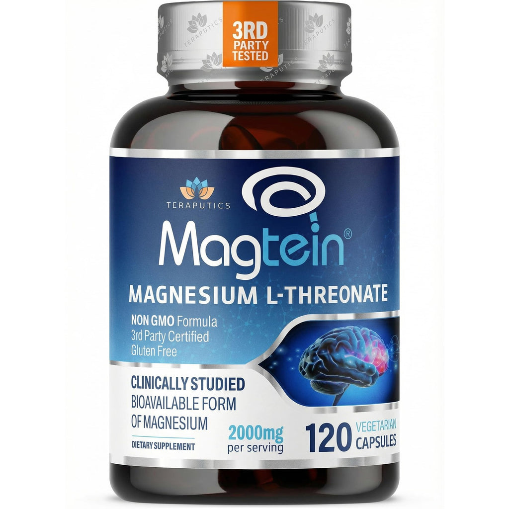 Magnesium L Threonate, Magtein, Brain Supplement for Memory, Focus, Sleep and Cognitive Support, High Absorption Magnesium L-Threonate, Non-GMO, No Laxative Effect – 2,000 mg, 120 Vegan Capsules