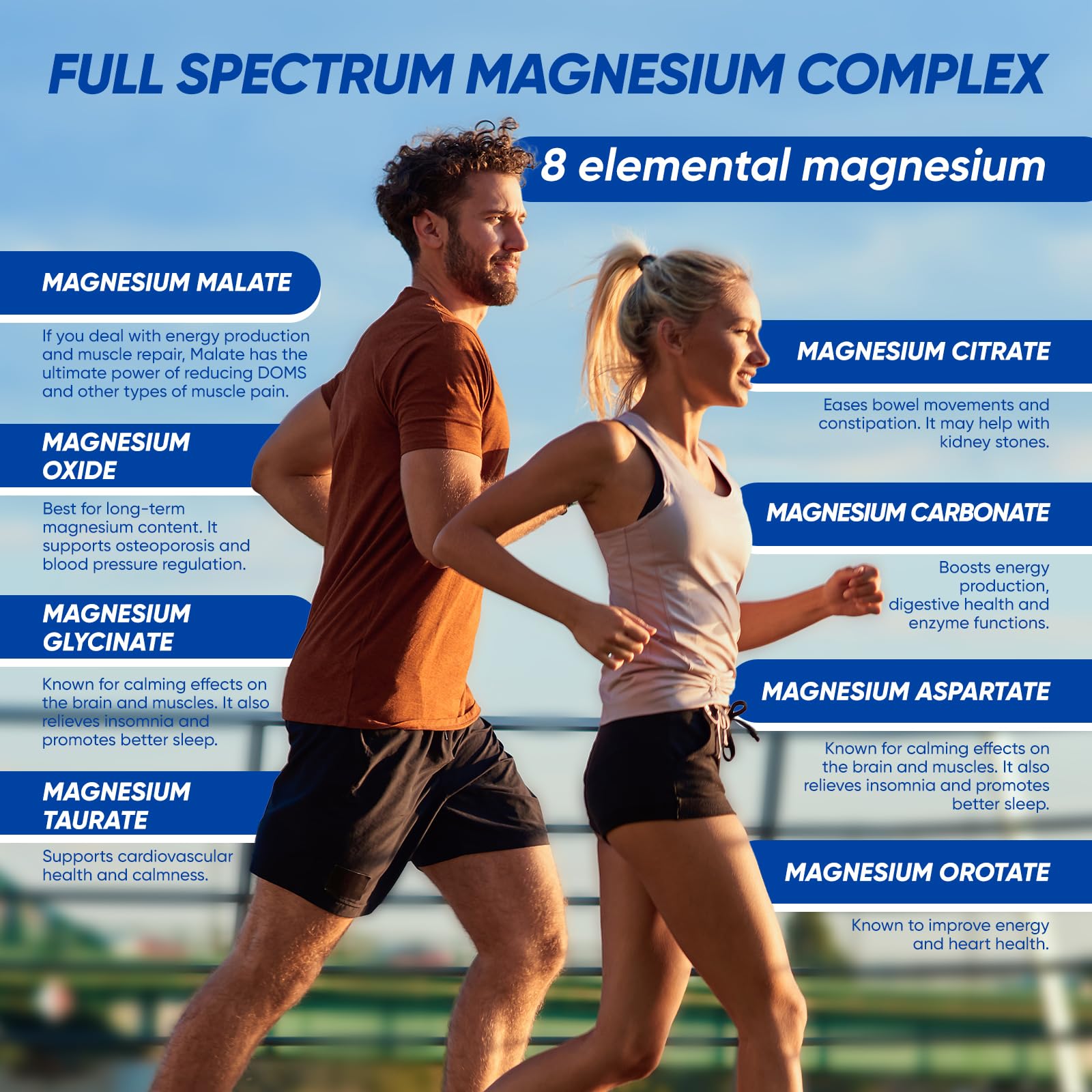 Magnesium Complex 1000mg, 8-in-1 Magnesium Supplement Capsules with Glycinate, Citrate, Malate & Taurate, Supports Muscle, Bone, Energy & Daily Wellness, for Women & Men, 180 Capsules