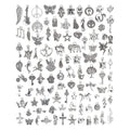 JIALEEY Wholesale Bulk Lots Jewelry Making Silver Charms Mixed Smooth Tibetan Silver Metal Charms Pendants DIY for Necklace Bracelet Jewelry Making and Crafting, 100 PCS