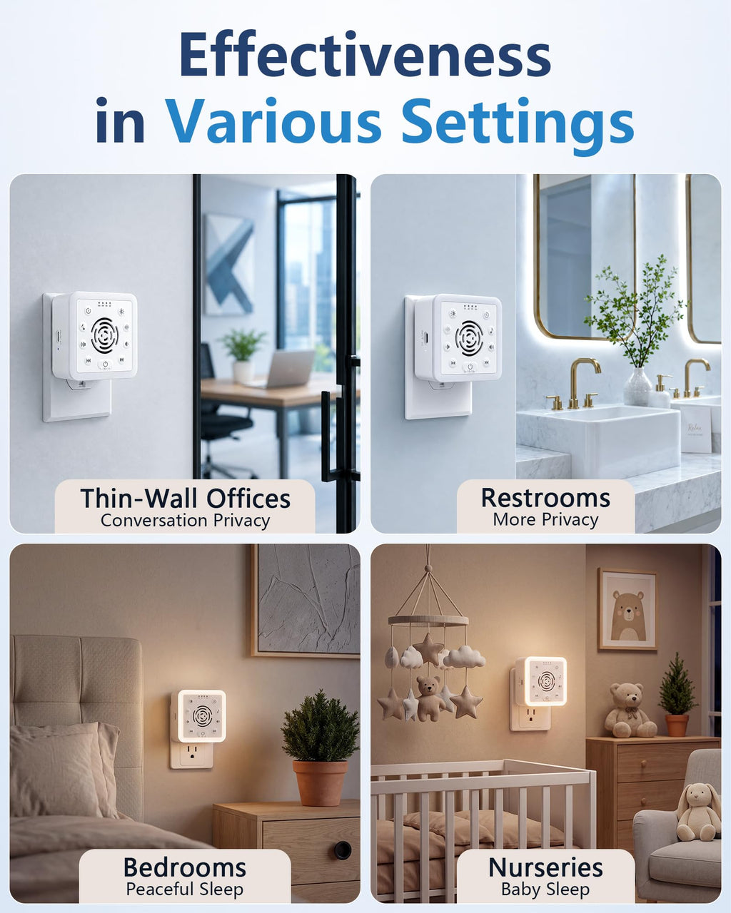 Office Privacy & Noise Canceling White Noise Machine: 90dB 30-Level Volume