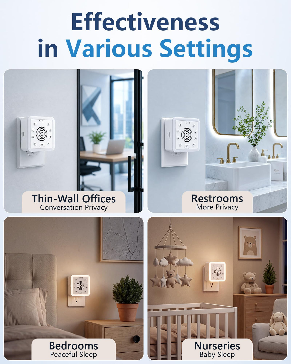 Office Privacy & Noise Canceling White Noise Machine: 90dB 30-Level Volume