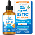 NutraChamps Organic Liquid Zinc Drops for Kids, Ionic Zinc Drops Enhanced with Vitamin C for Children, Sugar-Free 4 oz, Vegan & Non-GMO, Unflavored, 60 Servings, 2 Month Supply