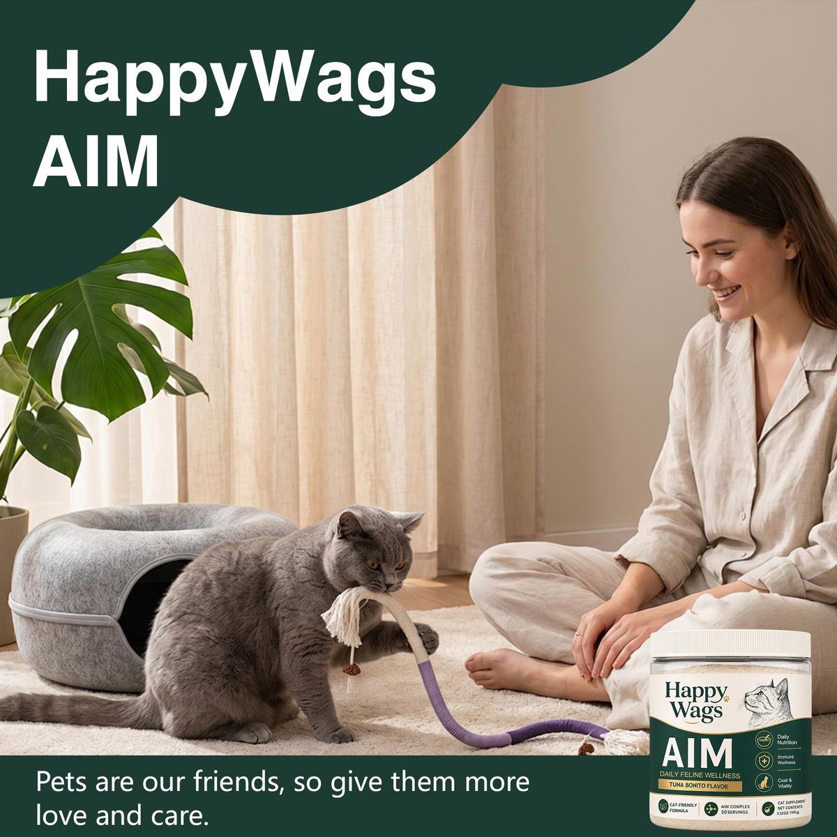 Happy Wags Aim Powder for Cats - 50 Servings