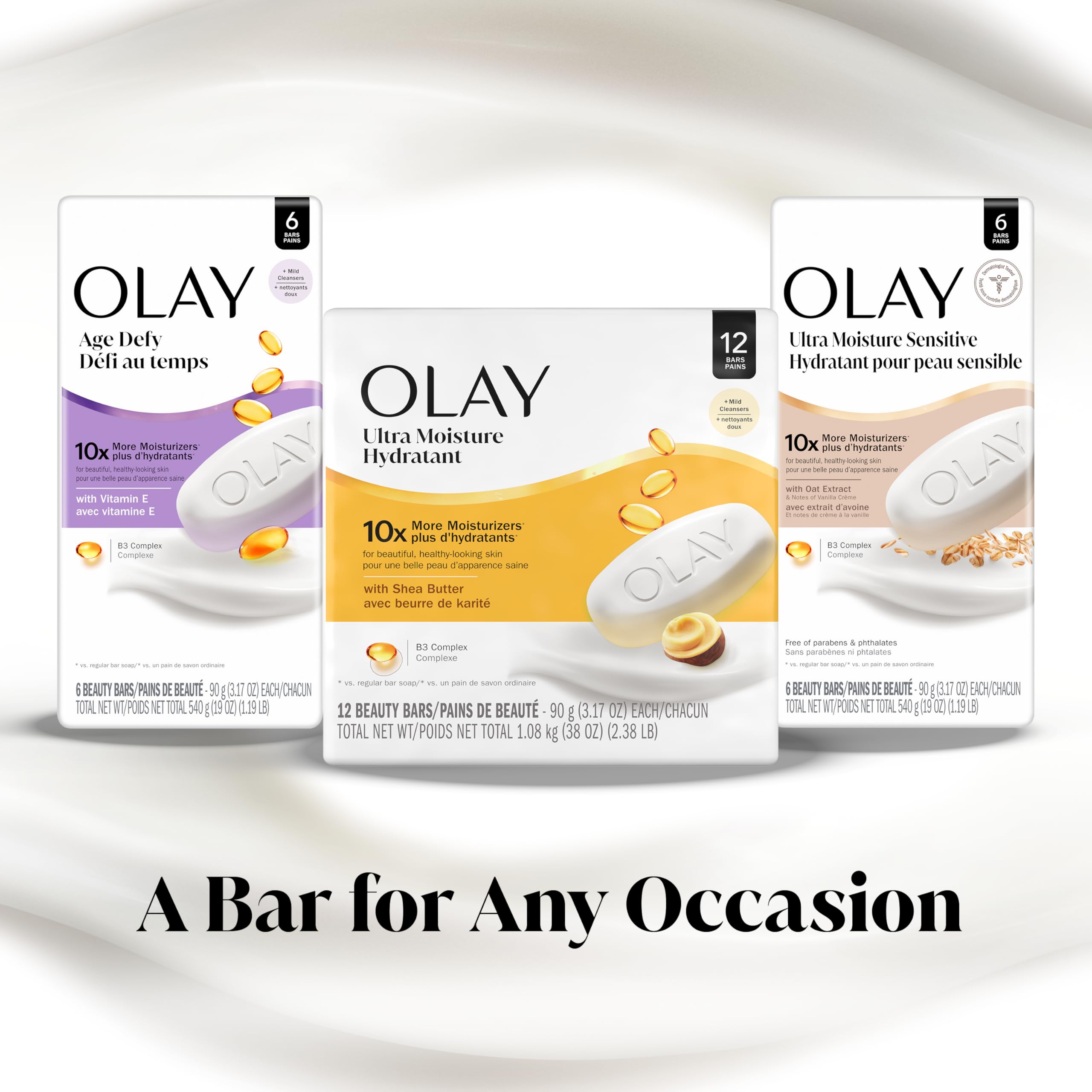 Buy now Olay Beauty Bar, Ultra Moisture,10x More Moisturizers, Nourishing Conditioners, Smooth & Gentle on Skin, Vitamin B3 Complex, For All Skin Types, Shea Butter Scent, 3.17 oz, (Pack of 12) at indiglob india