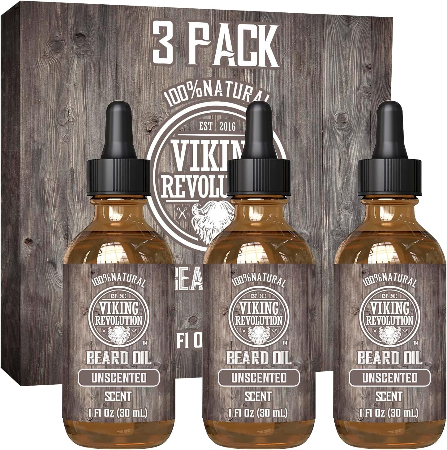Buy now Viking Revolution Beard Oil with Clary Sage for Men - Natural Blend with Argan and Jojoba Oils for Softening, Strengthening, and Moisturizing Unscented 1 Fl Oz (Pack of 3) at indiglob india
