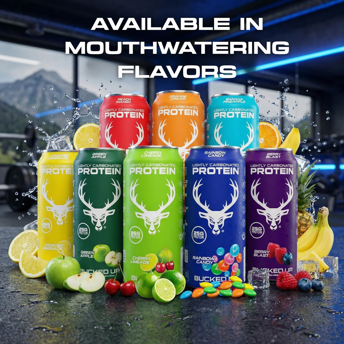 Bucked Up Lightly Carbonated Protein Soda | 25g Whey Isolate - Zero Sugar, Low Calorie, Caffeine Free, Clean Drink | Sparkling Protein Soda - 12 Pack, 16 oz Cans (Green Apple)