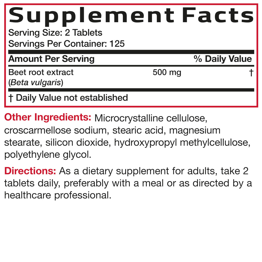 Bronson Beet Root Extra Strength, Non-GMO, 250 Vegetarian Tablets | Gluten-Free, Soy-Free, GMO-Free, Easy To Swallow