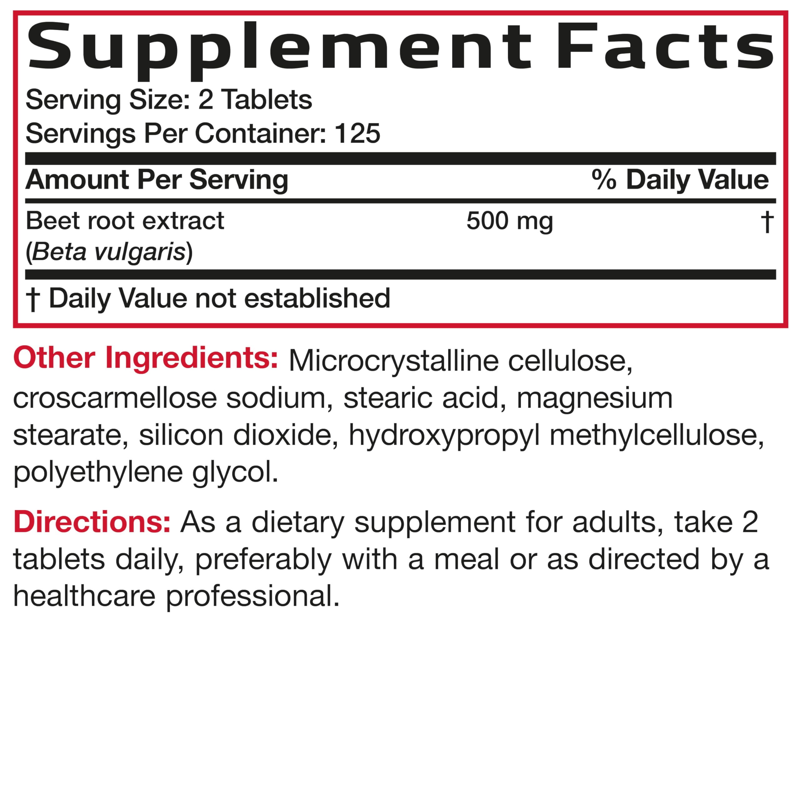 Bronson Beet Root Extra Strength, Non-GMO, 250 Vegetarian Tablets | Gluten-Free, Soy-Free, GMO-Free, Easy To Swallow