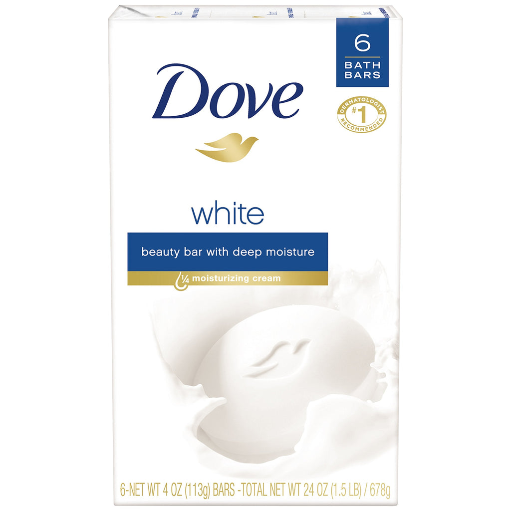 Buy now Dove Beauty Bar, White 4 oz, 6 Bar, Blue, Unscented, 24 Oz at indiglob india