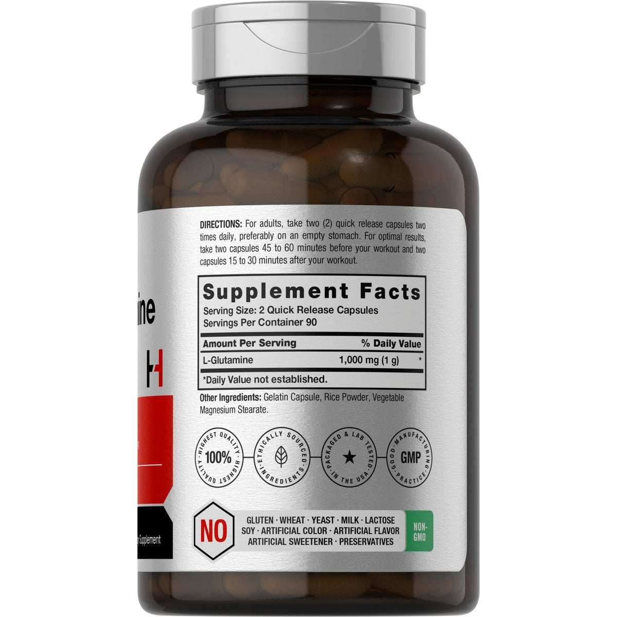 Horbaach L Glutamine Capsules 1000mg | 180 Powder Pills