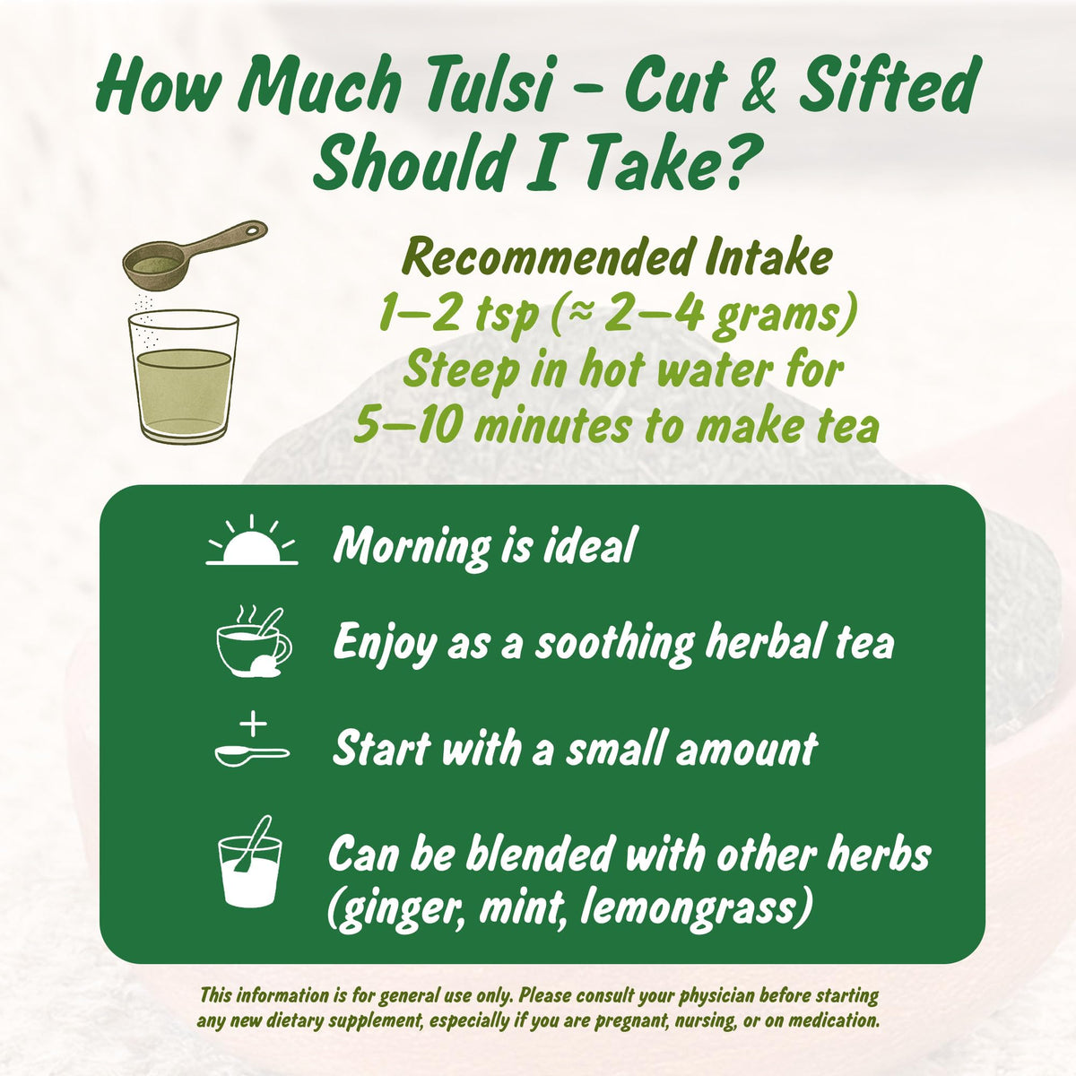 Spice Profile Organic Indian Tulsi Cut & Sifted | 2 oz | Lab Tested