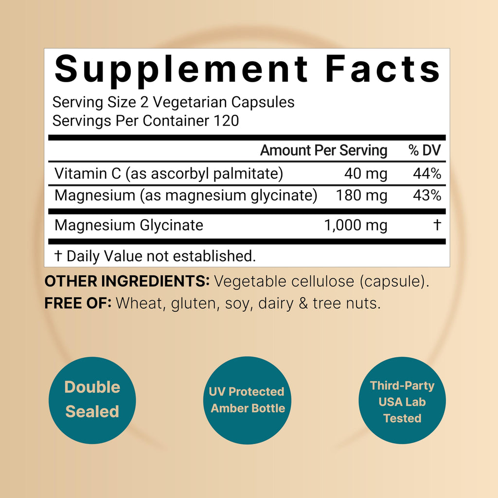 NatureBell Pure Magnesium Glycinate 1,000 mg, 240 Vegetarian Capsules | 1,000 mg Magnesium Glycinate Per Serving - Chelated Magnesium Form with Vitamin C – Non-GMO, Filler Free, cGMP Manufactured