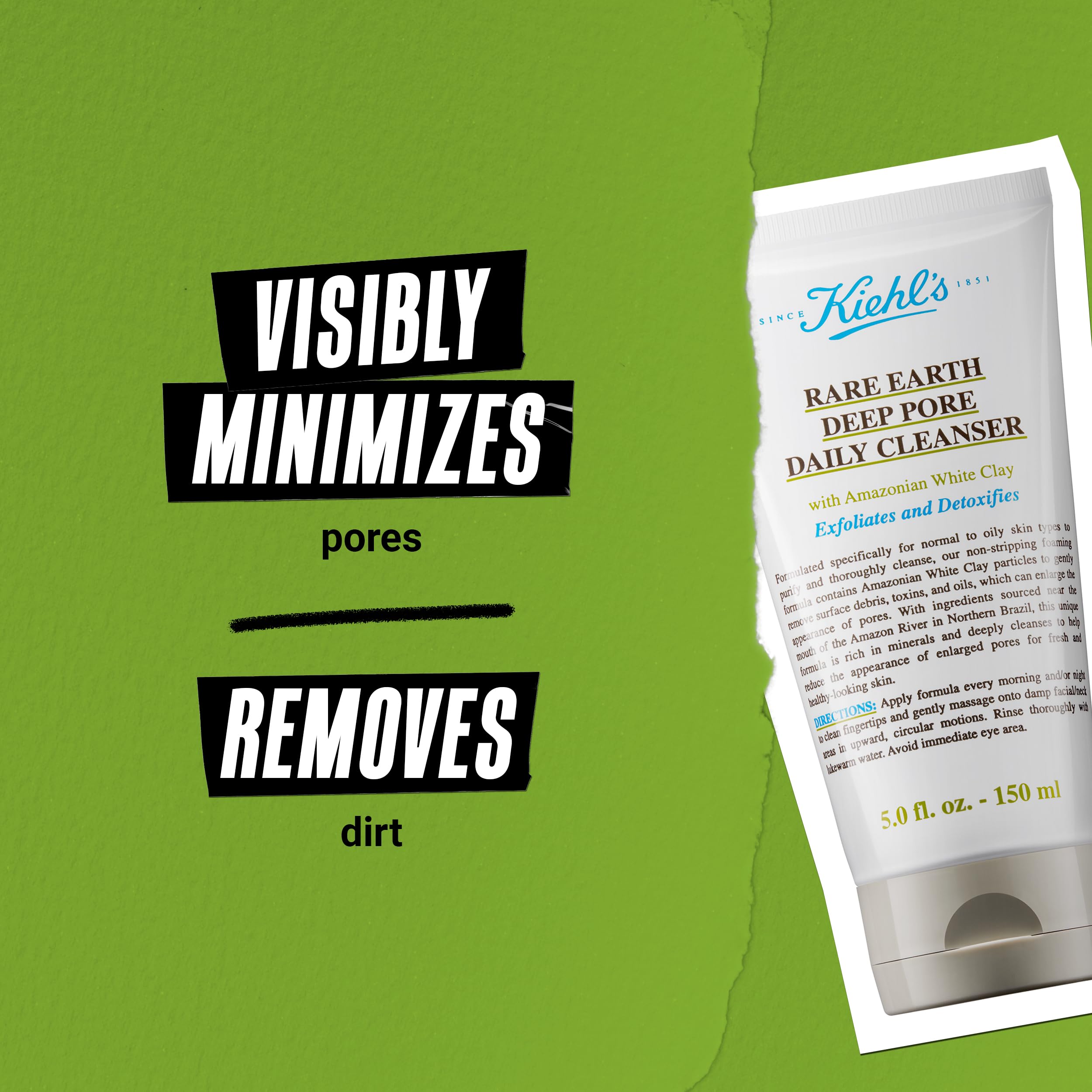 Buy now Kiehl's Rare Earth Deep Pore Daily Cleanser, Gentle Exfoliating Face Wash for Oily Skin, Detoxifies & Exfoliates Skin, Minimizes Pores, with Amazonian White Clay, Fragrance-free - 5 fl oz at indiglob india