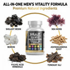 Clean Nutraceuticals Shilajit Supplement for Men with Sea Moss, Tongkat Ali, Ashwagandha, Boron, Zinc, CoQ10, PQQ - Fulvic Acid Capsules - Energy Support - 90 Count - Resin, Gummy & Powder Alternative