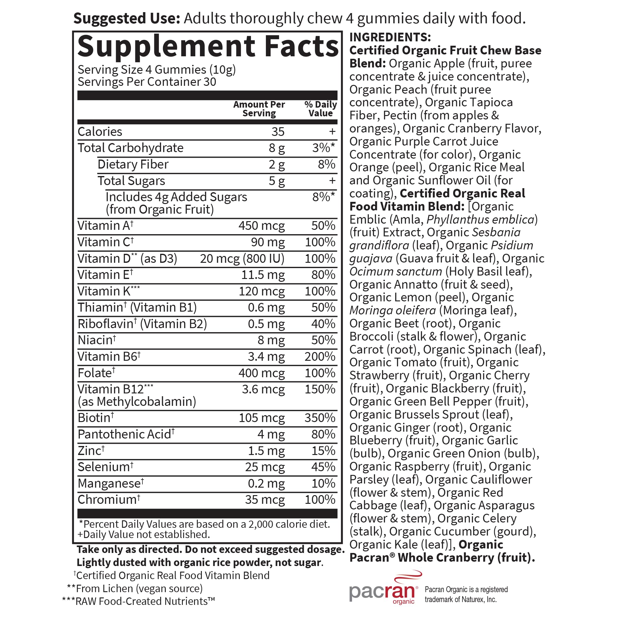 Garden of Life Organics Women's Gummy Vitamins - Berry - Certified Organic, Non-GMO, Vegan, Kosher Complete Multi - Methyl B12, C & D3 - Gluten, Soy & Dairy Free, 120 Real Fruit Gummies