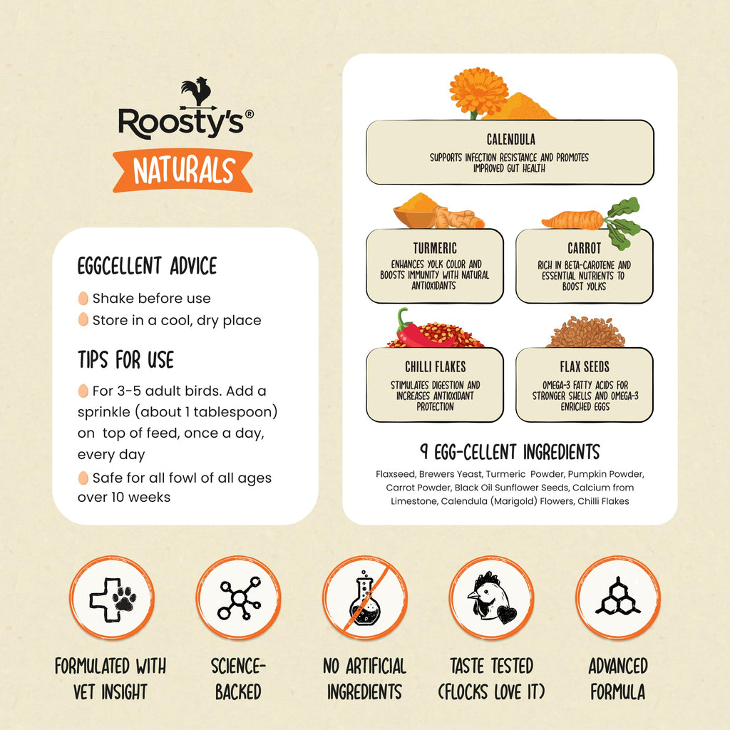 Roosty's Gold Dust Daily Egg Booster Chicken Supplement, 16oz