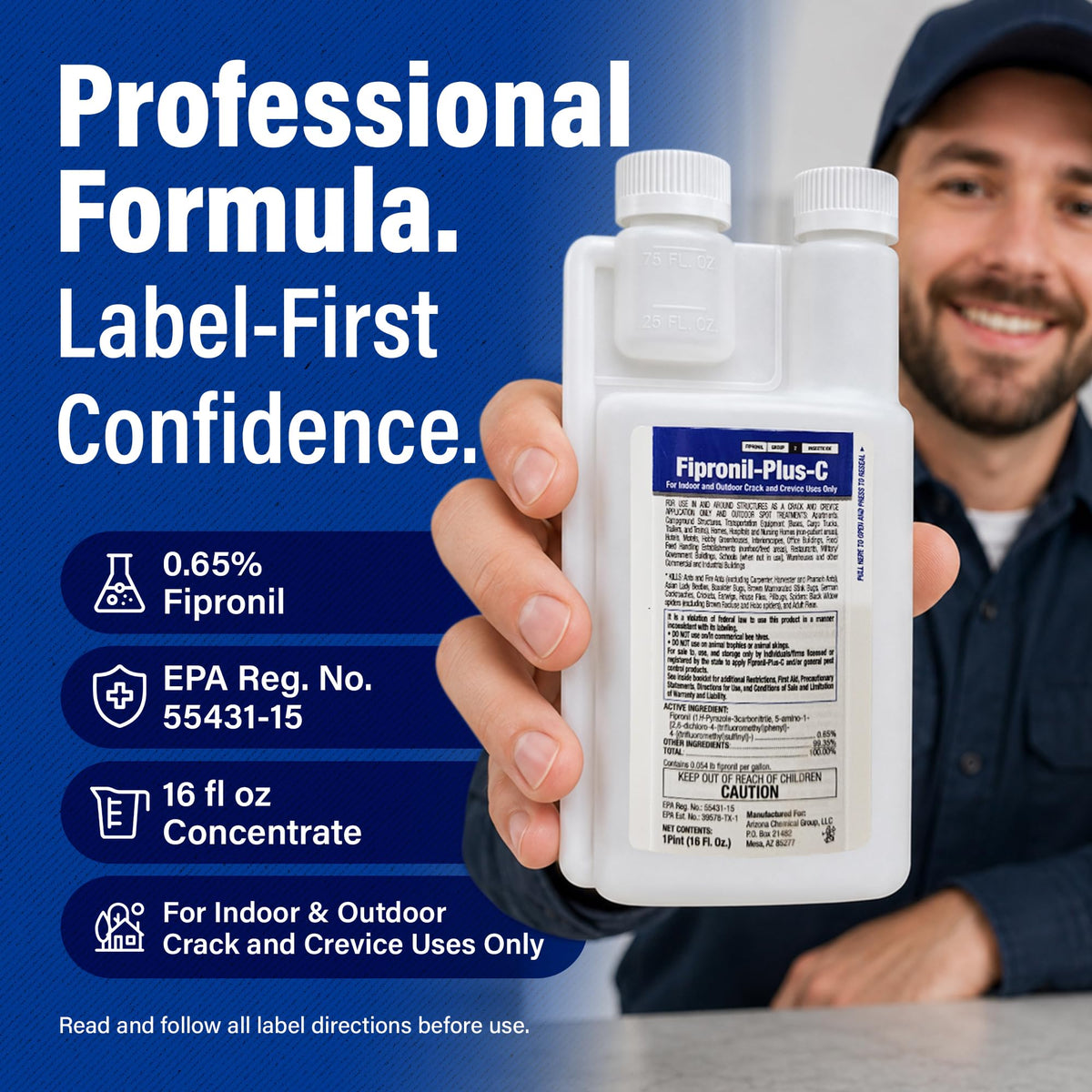 Fipronil Plus-C Insecticide Concentrate, 16 oz, Makes 21 Gallons