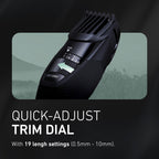 Panasonic Cordless Beard Trimmer for Men with Precision Dial, 19 Adjustable Length Settings, Rechargeable Battery, Washable, Birthday Gifts for Men, ER-GB42-K (Black)