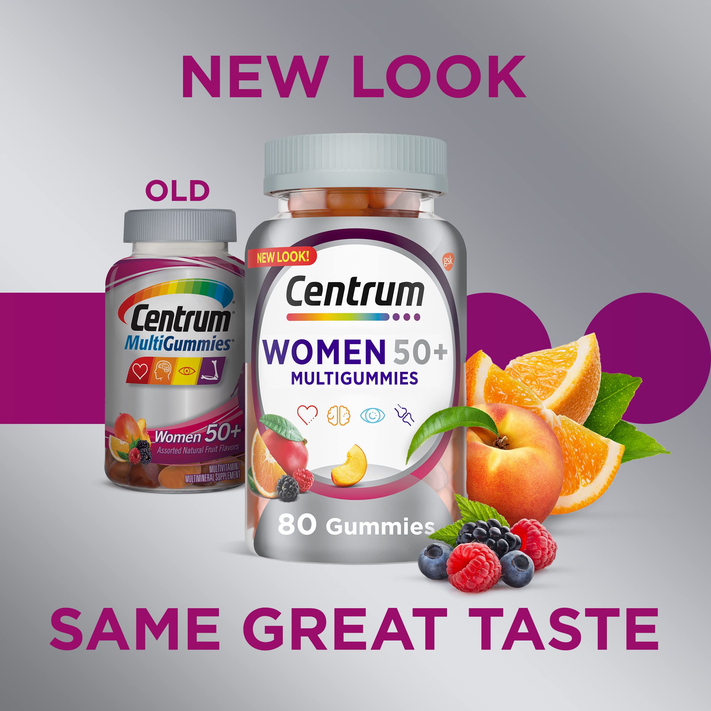 Centrum MultiGummies for Women 50 and Over, 140 Count | Contains Vitamin D3, B Vitamins, Calcium, and Antioxidants, Non-GMO Ingredients, Supports Memory and Cognition, GLP-1 Support