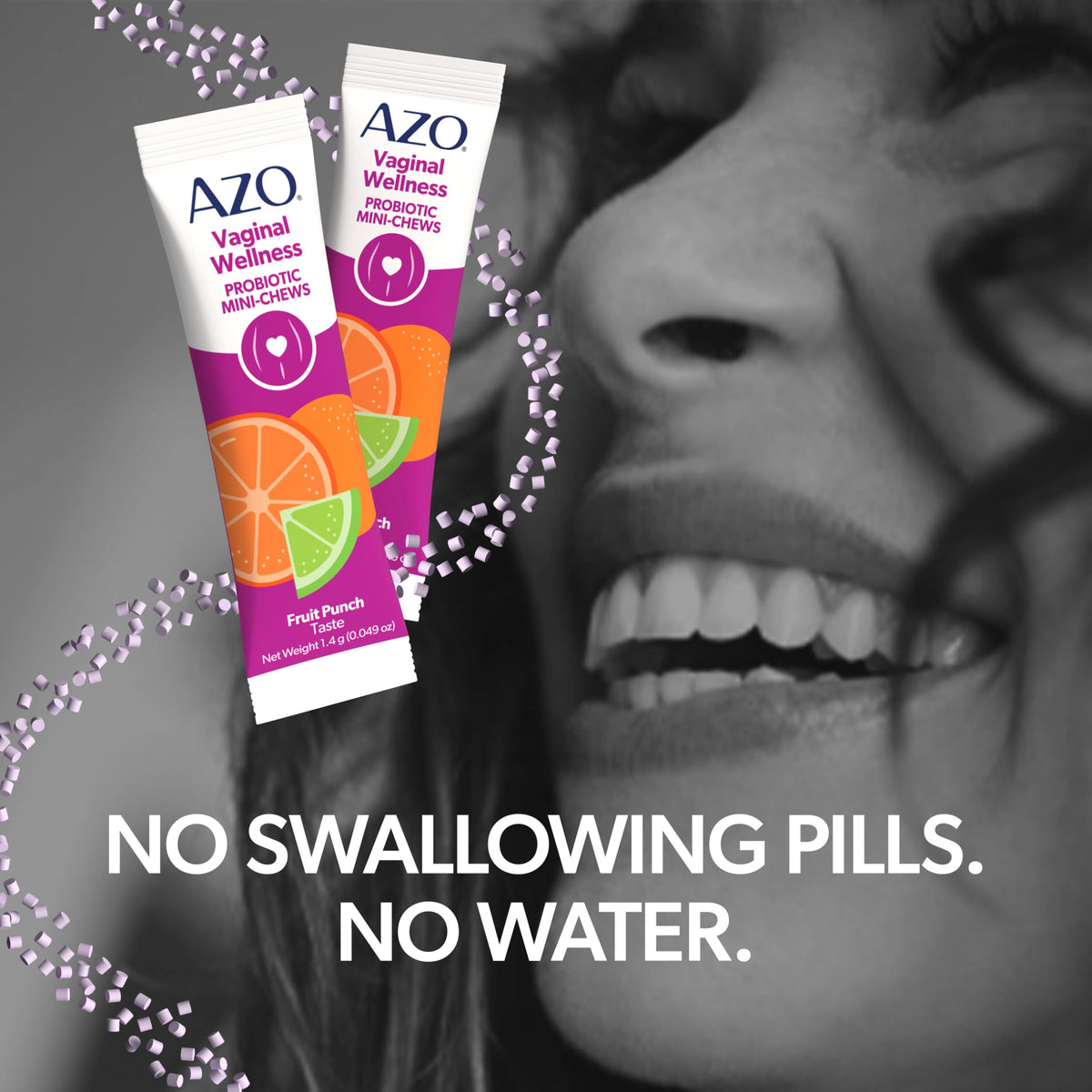 AZO Vaginal Probiotic Mini-Chews for Women, Fruit Punch Flavor, 14 Count