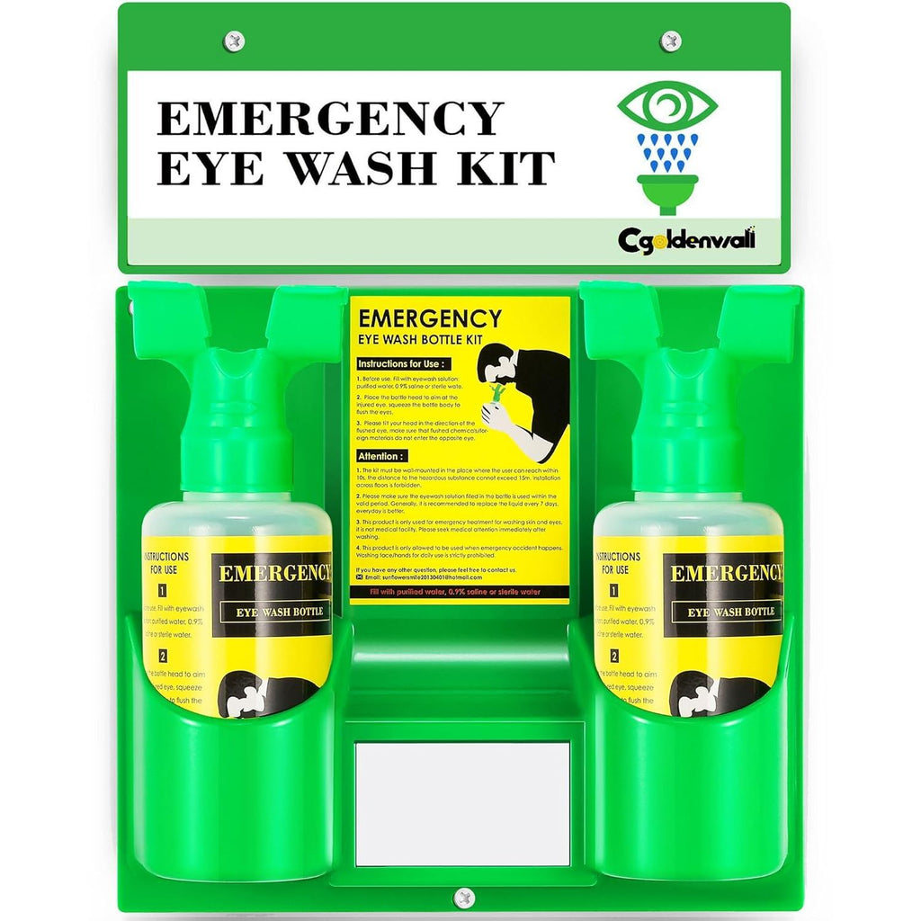 Buy now CGOLDENWALL Emergency Eye Wash Station Portable Eyewash Station Wall Mounted Eye Wash Kit, OSHA Approved Double 16.9oz Eye Wash Bottles for First Aid (EMPTY Bottles) Basic Model at indiglob india