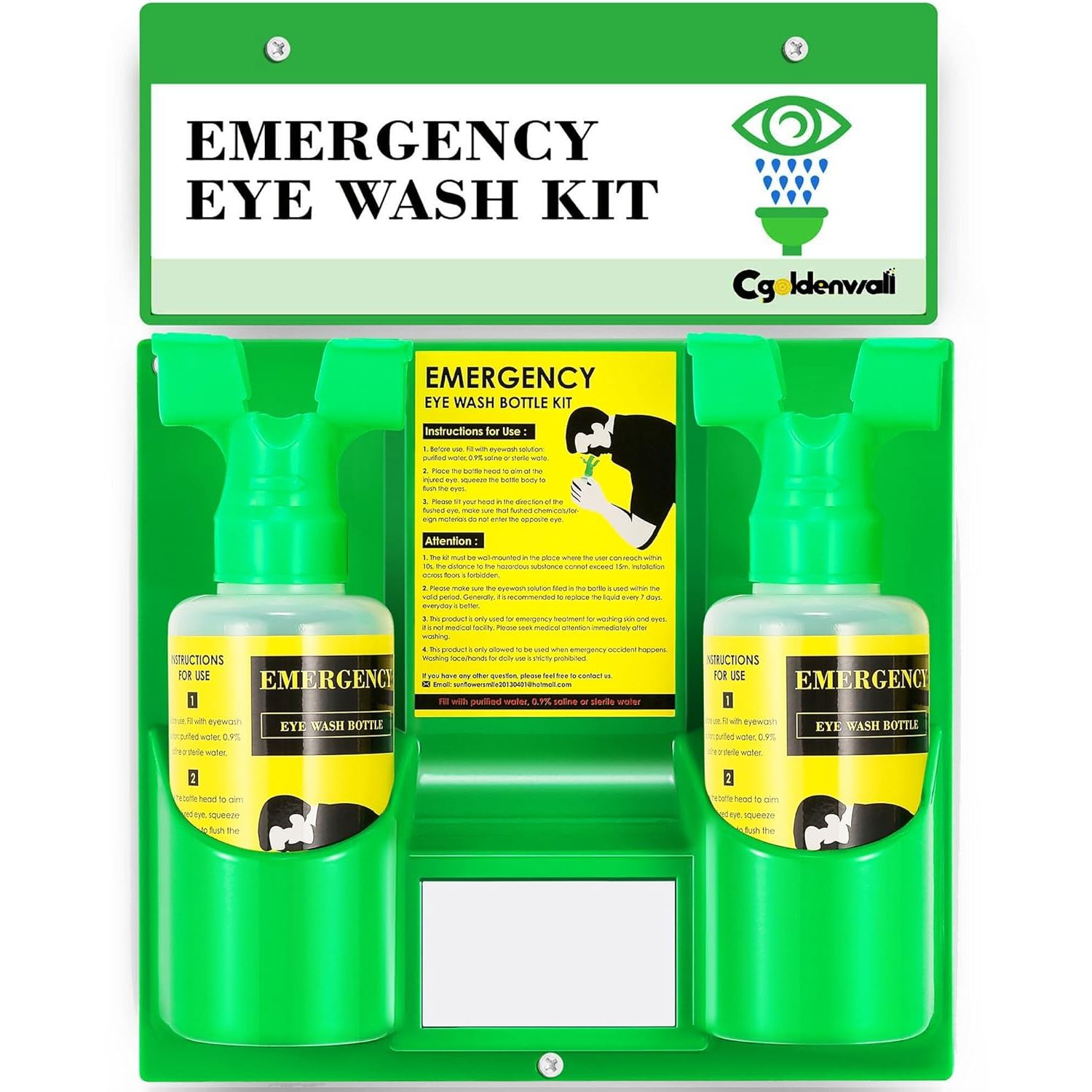 Buy now CGOLDENWALL Emergency Eye Wash Station Portable Eyewash Station Wall Mounted Eye Wash Kit, OSHA Approved Double 16.9oz Eye Wash Bottles for First Aid (EMPTY Bottles) Basic Model at indiglob india