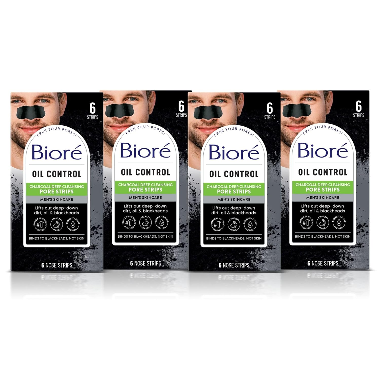 Buy now BiorÃ© Charcoal Deep Cleansing Pore Strips for Men, Nose Strips for Blackhead Removal on Oily Skin, Features C-Bond Technology with Instant Pore Unclogging, 6 Count 6 Count (Pack of 4) at indiglob india