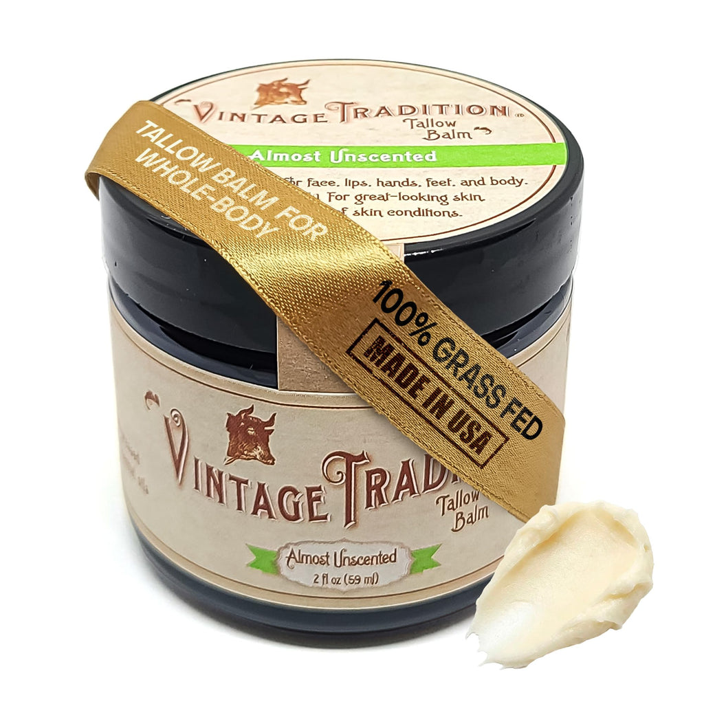 Buy now Vintage Tradition Beef Tallow All Purpose Balm - Healing, Hydrating Weather-Protecting Skin Care Salve Replaces Body Lotion, Hand Cream, More - Essential Oil, Olive Oil, and Grass-Fed Tallow, 2 fl oz. at indiglob india