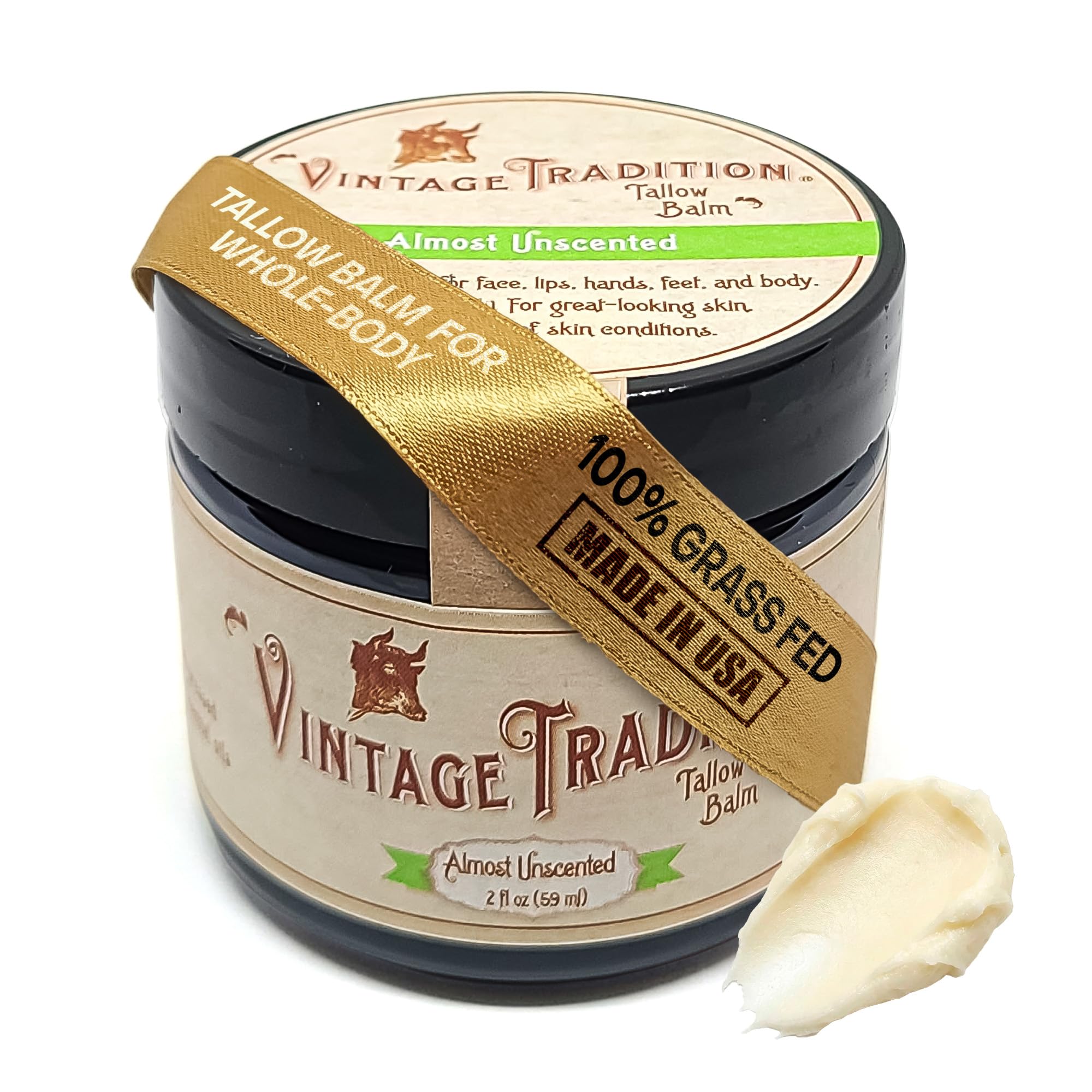 Buy now Vintage Tradition Beef Tallow All Purpose Balm - Healing, Hydrating Weather-Protecting Skin Care Salve Replaces Body Lotion, Hand Cream, More - Essential Oil, Olive Oil, and Grass-Fed Tallow, 2 fl oz. at indiglob india