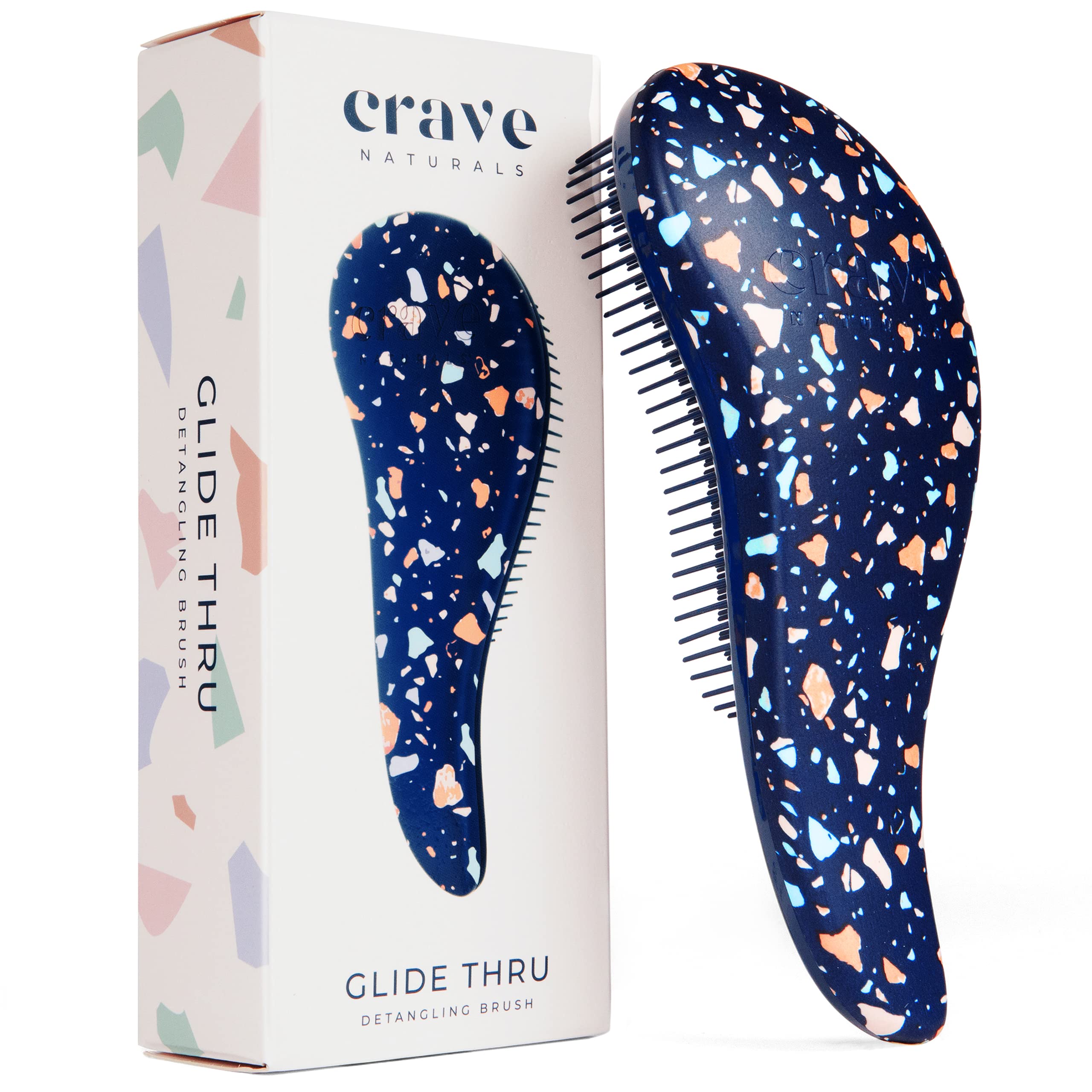 Buy now Crave Naturals Glide Thru Hair Brush - Detangler Brush for Curly, Straight, Wet or Dry Hair - Gentle Detangling Brushes for Adults, Kids, Toddlers - Hair Accessories for Women, 7.5x3" - Pink 1 Pack (Regular) Terrazzo at indiglob india
