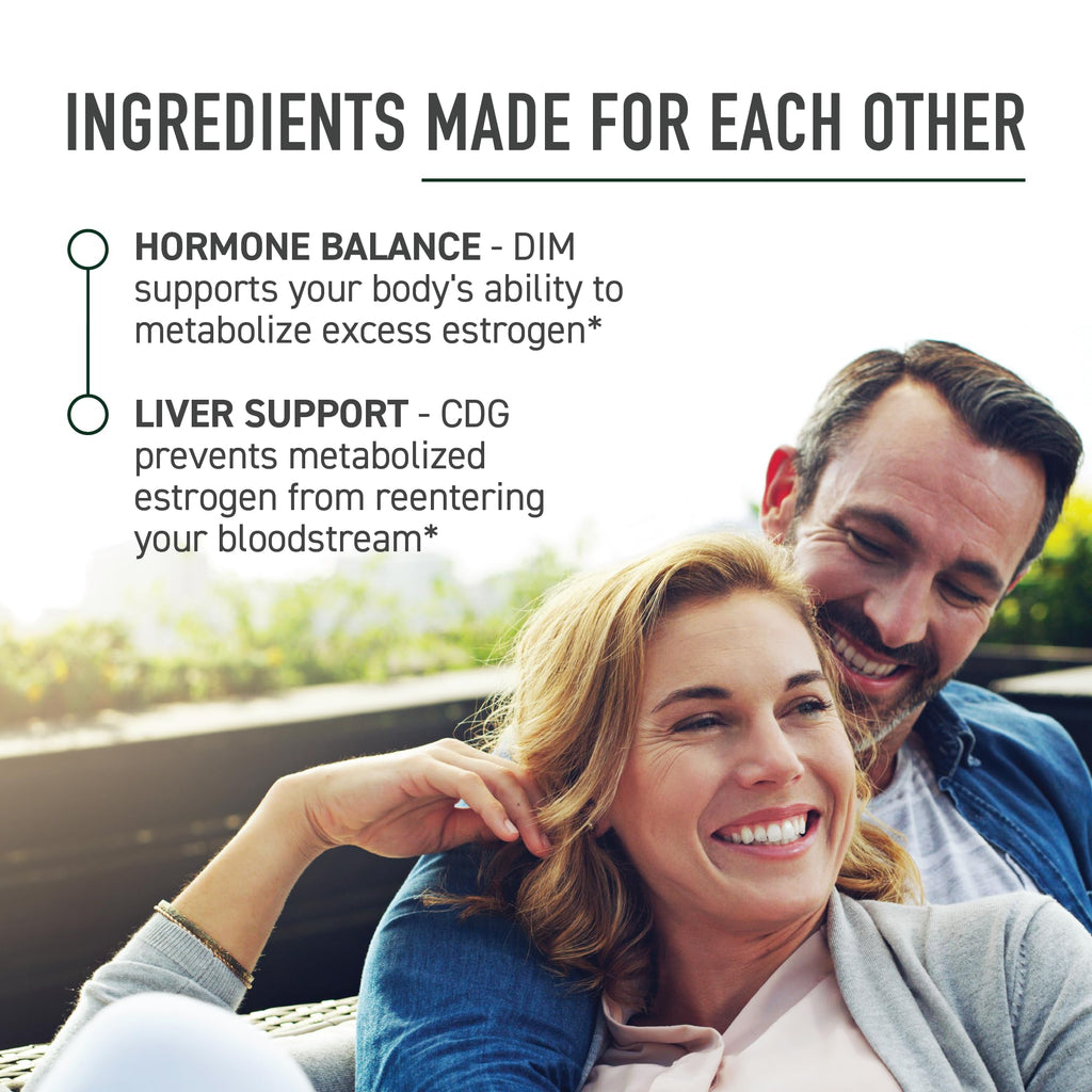 Calcium D-Glucarate with DIM Supplement, Estrogen Detox & Hormone Balance | Detox & Cleanse, Hormonal Acne Menopause & CDG for Liver Support for Women & Men, Non-GMO, Third-Party Tested, 30 Capsules