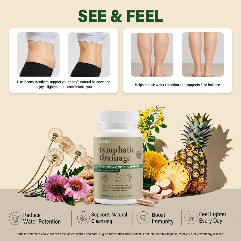 Lymphatic Drainage Supplements Capsules Support Fluid Balance