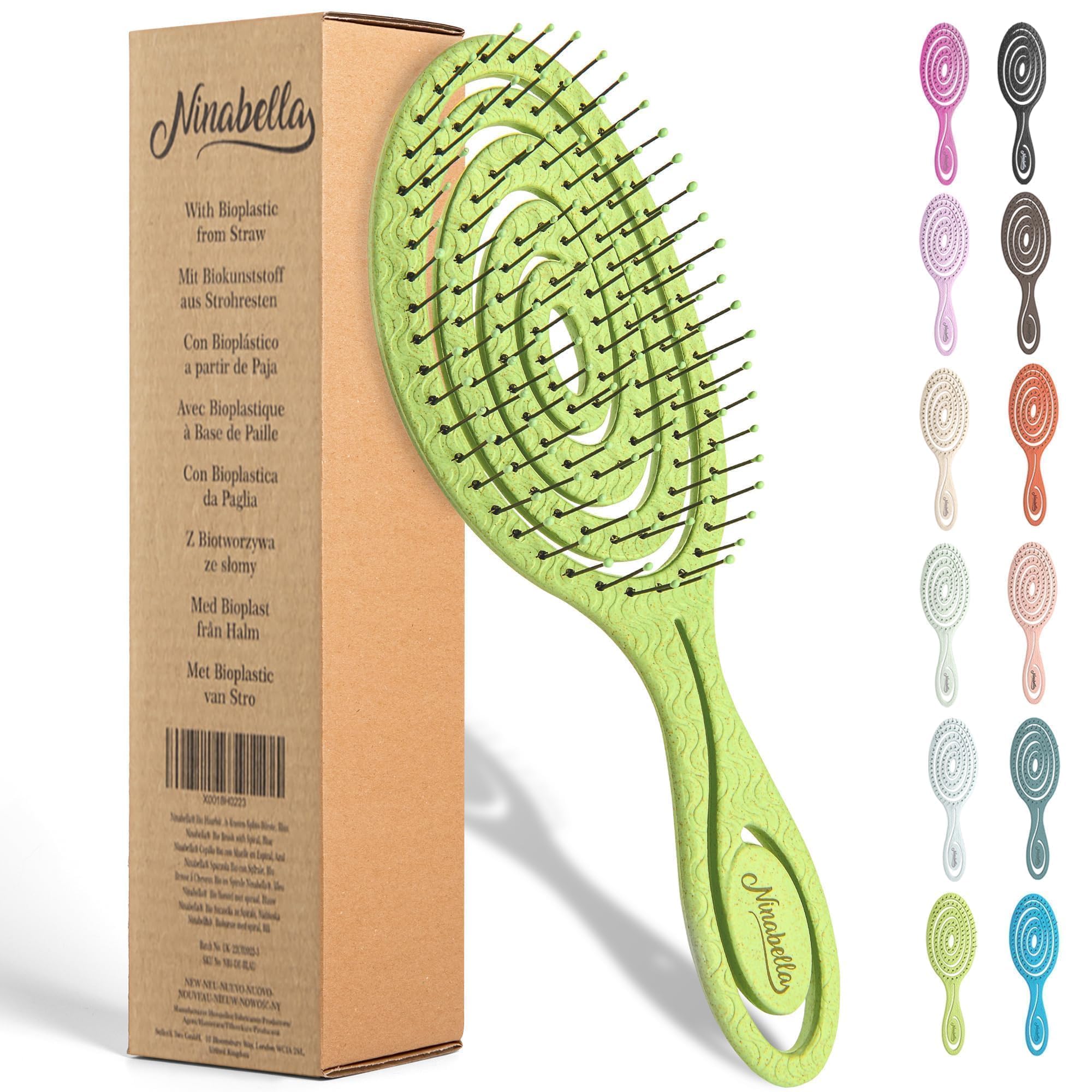 Buy now Ninabella Detangle Hair Brush for Women & Men - Does not Pull - Straightening Brushes for Straight & Curly Hair - Unique Spiral Detangling Hairbrush - Green at indiglob india