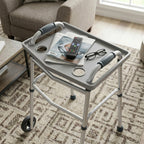 Bluestone Walker Tray Table with 2 Cup Holders, Gray