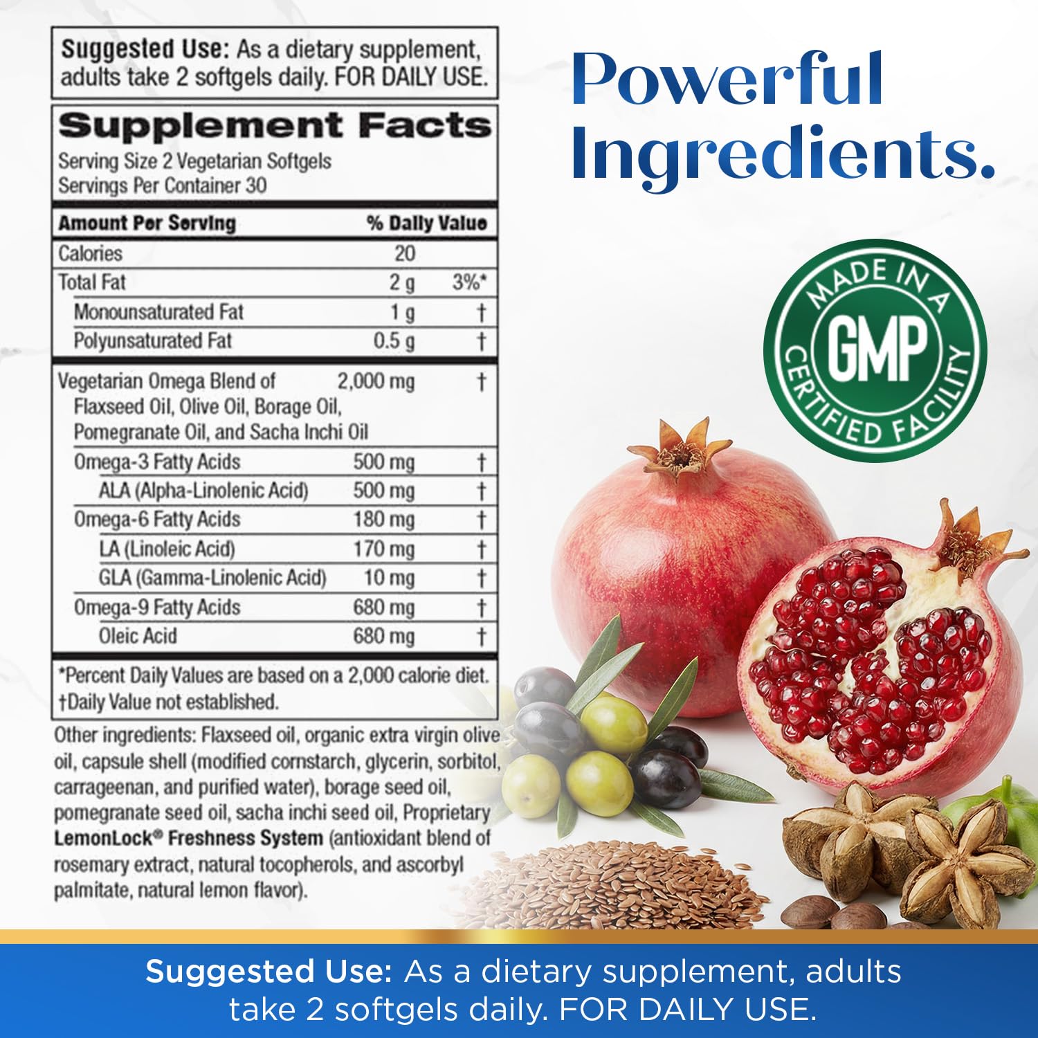 Purity Products Omega 3-6-9, "5 in 1 Vegan and Vegetarian Formula | Essential Fatty Acid Complex - Scientifically Formulated Plant-Based Omega 3 6 9 Essential Fatty Acids (EFA) - 60 Softgels