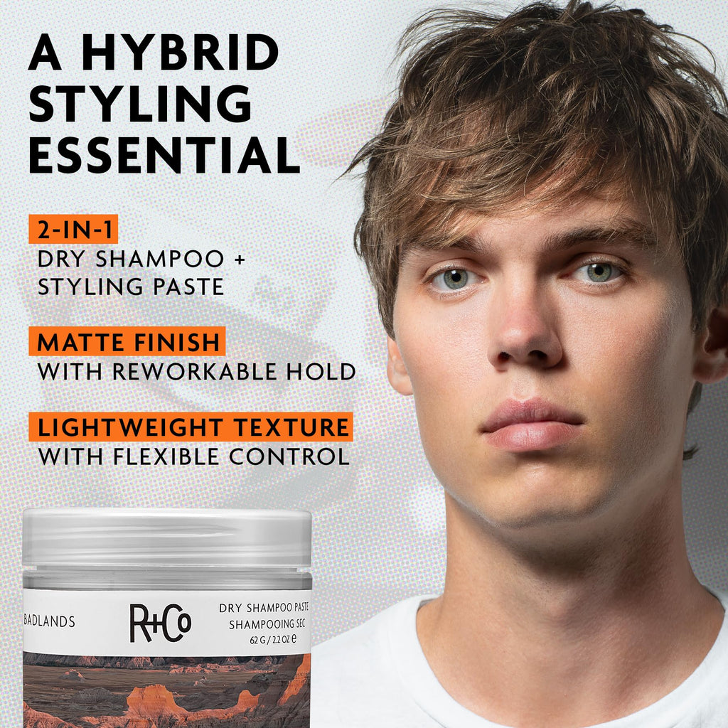R+Co Badlands Dry Shampoo Paste, Dry Shampoo + Styling Paste | Adds Texture & Absorbs Oil with Matte Finish, Vegan + Cruelty-Free