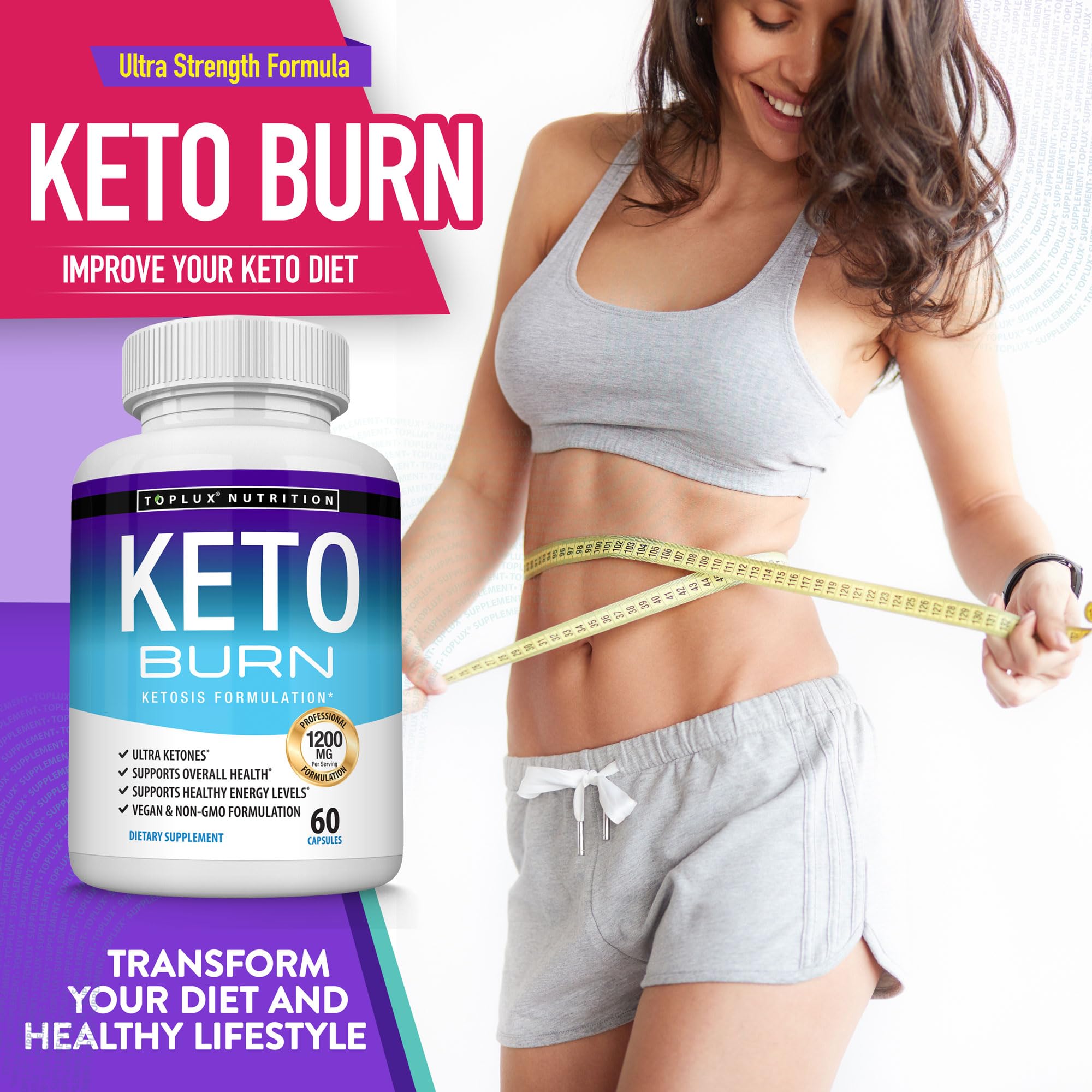 Keto Burn Pills Ketosis - 1200 Mg Ultra Advanced Natural Ketogenic Using Rapsberry Ketone Support Energy Focus Men Women 60 Capsules