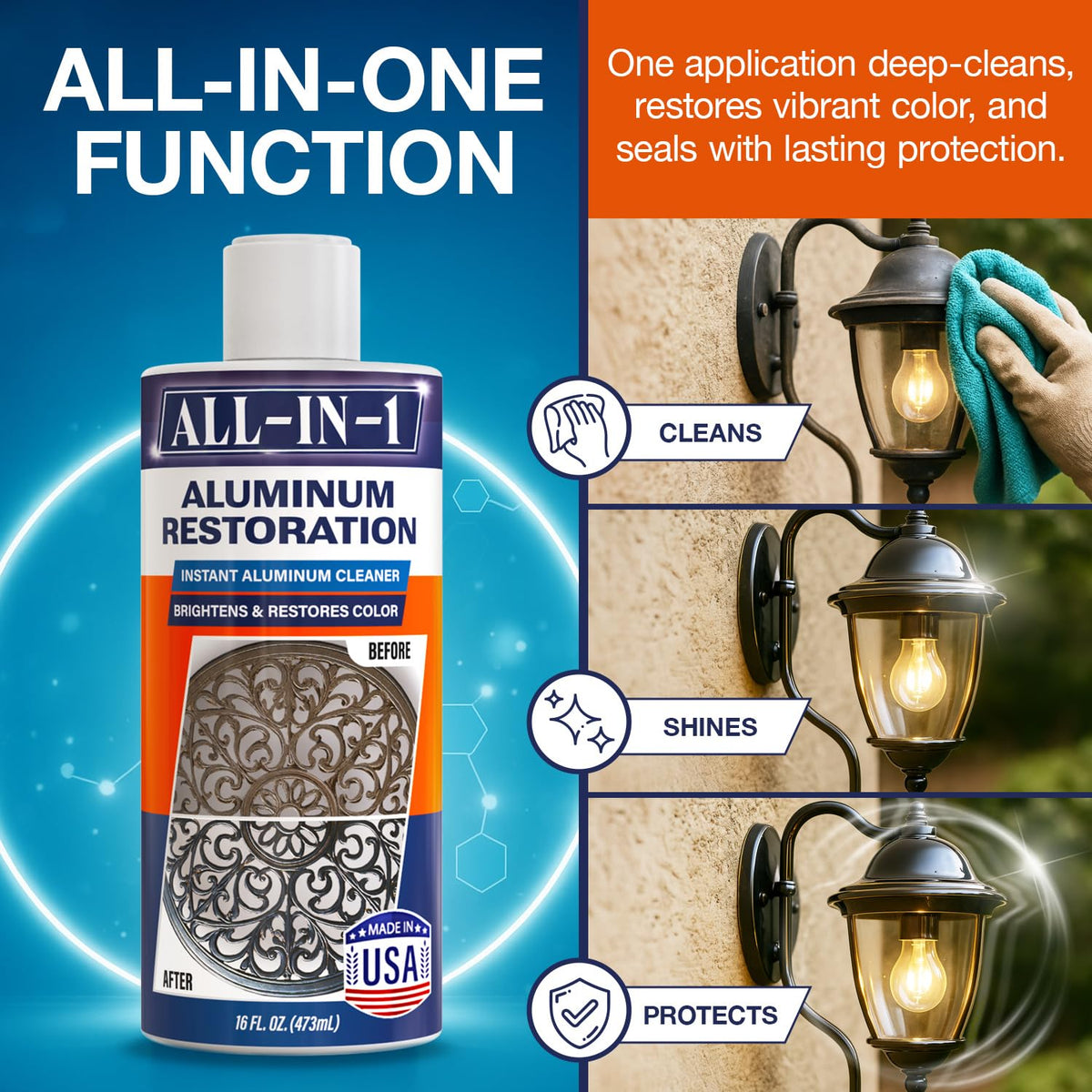 Aluminum Cleaner & Restorer Brightens Patio Furniture, Wrought Iron & Metal