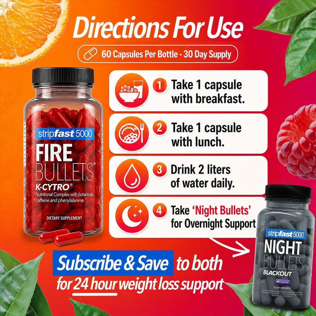 Fire Bullets Weight Loss Pills for Women & Men, Fat Burner GLP-1 Support, Appetite Suppressant, Diet Pills with Green Tea & Cayenne, 60 Capsules