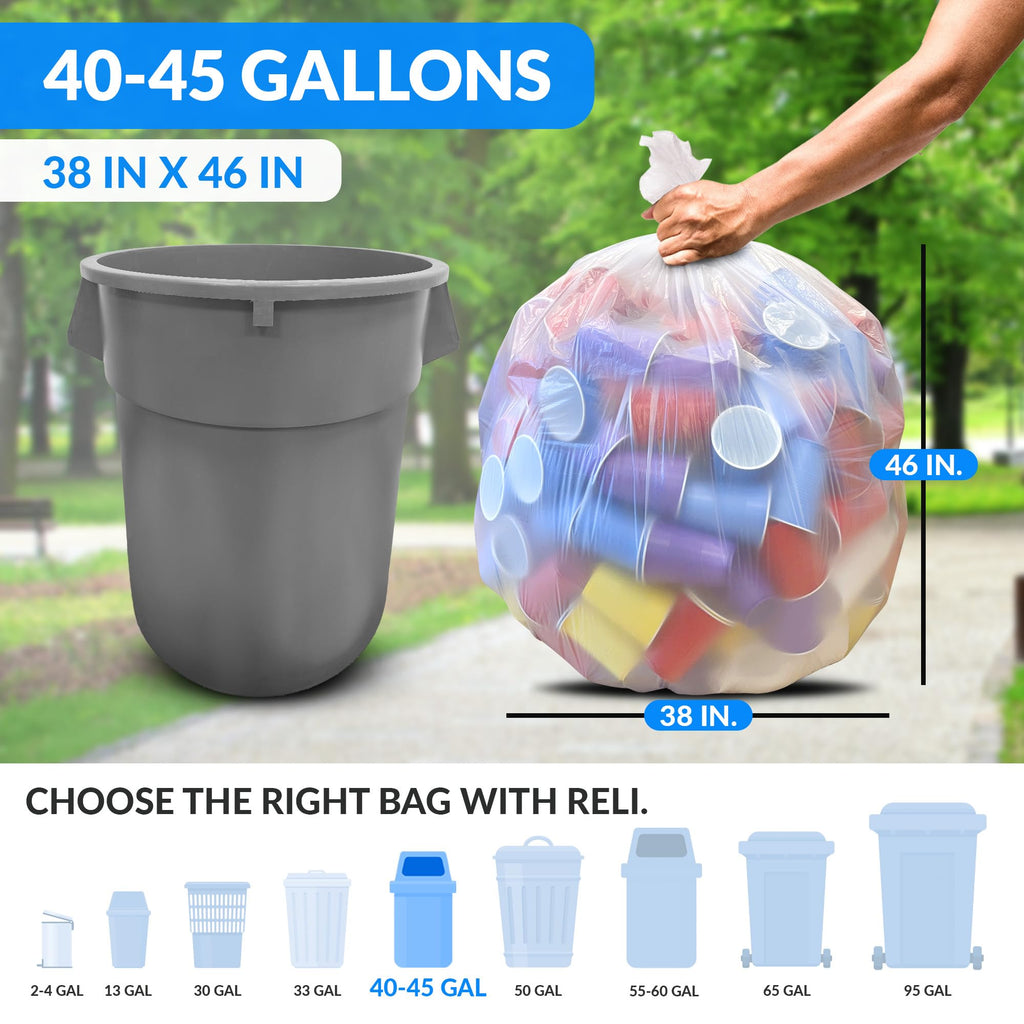Reli. 40-45 Gallon Trash Bags Heavy Duty | Made in USA