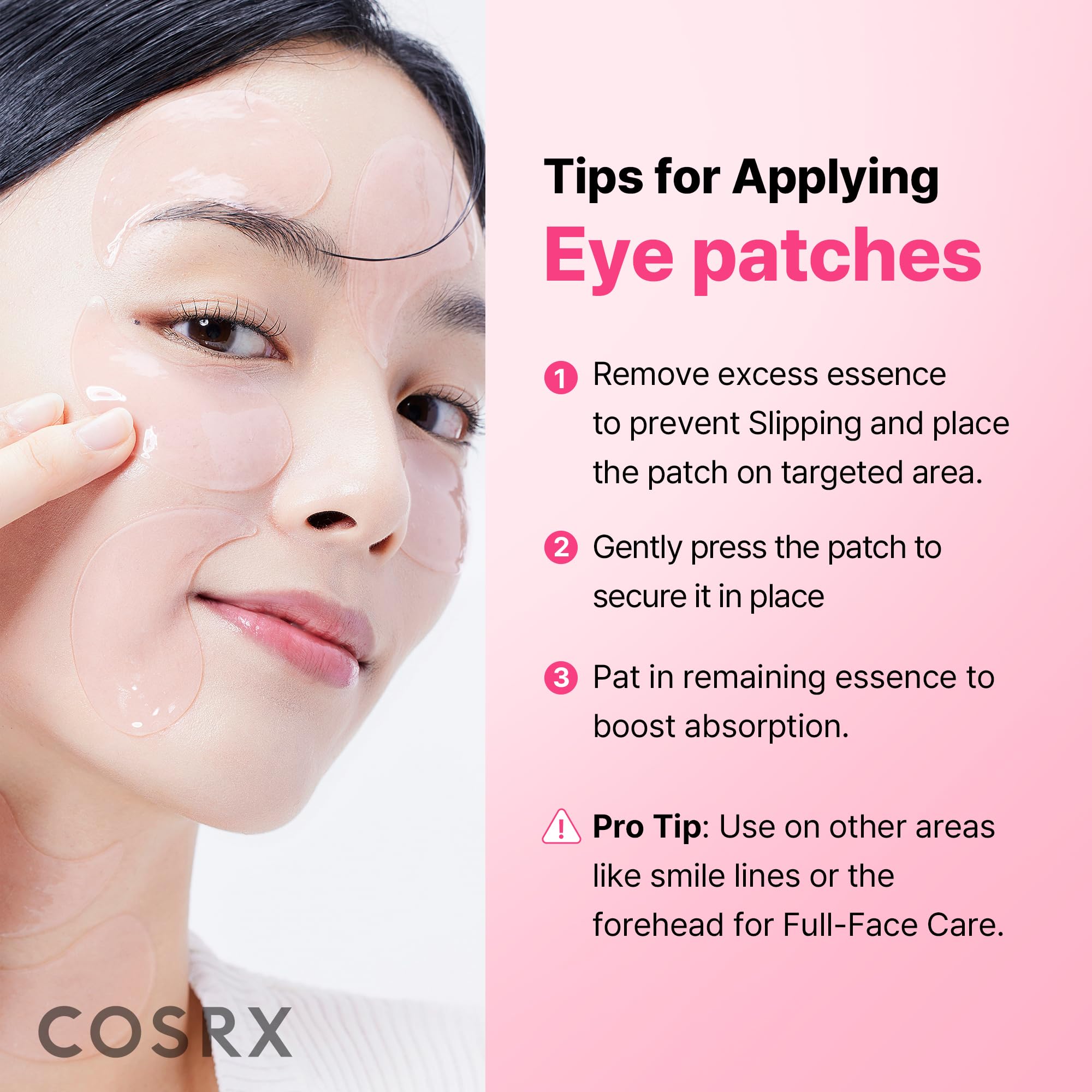 COSRX Pink Peptides Collagen Hydrogel Eye Patch for Puffy Eyes (60) | Cooling & Firming Under Eye Patches with 4-Peptide & Caffeine, Depuffing Gel Eye Mask, Korean Skin Care