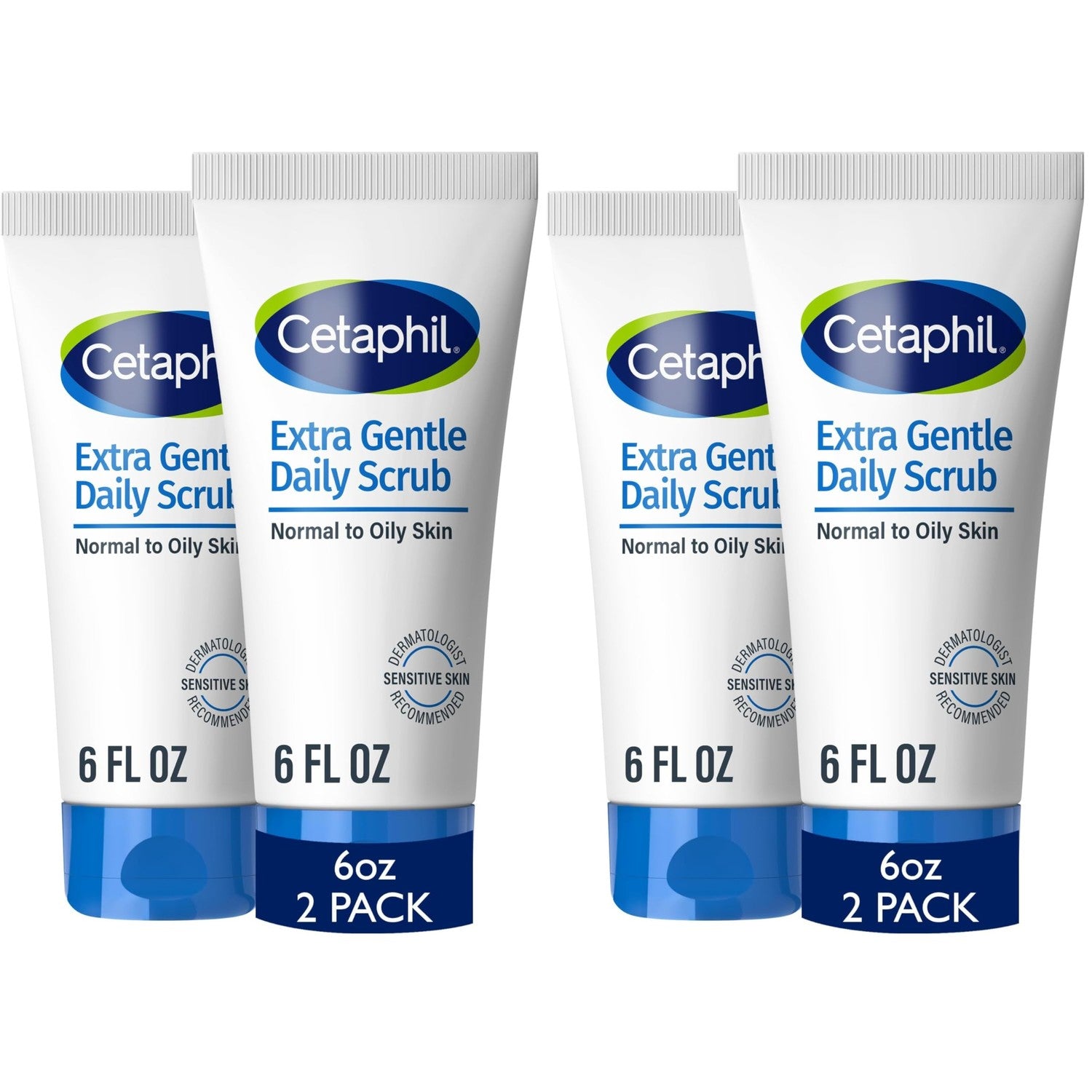 Cetaphil Exfoliating Face Wash, Gentle Daily Scrub, Sensitive Skin, 6 Fl Oz | Hypoallergenic, Non-Irritating, All Skin Types, Daily Exfoliation, Cleanses & Smooths, Dermatologist-Recommended, 2 X 6 Fl Oz