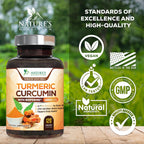 Turmeric Curcumin Supplement 95% Curcuminoids 1950mg with Organic Turmeric & BioPerine Black Pepper Extract for Best Absorption, Natural Vegan Joint Support, Non-GMO, Bottled in USA - 120 Capsules