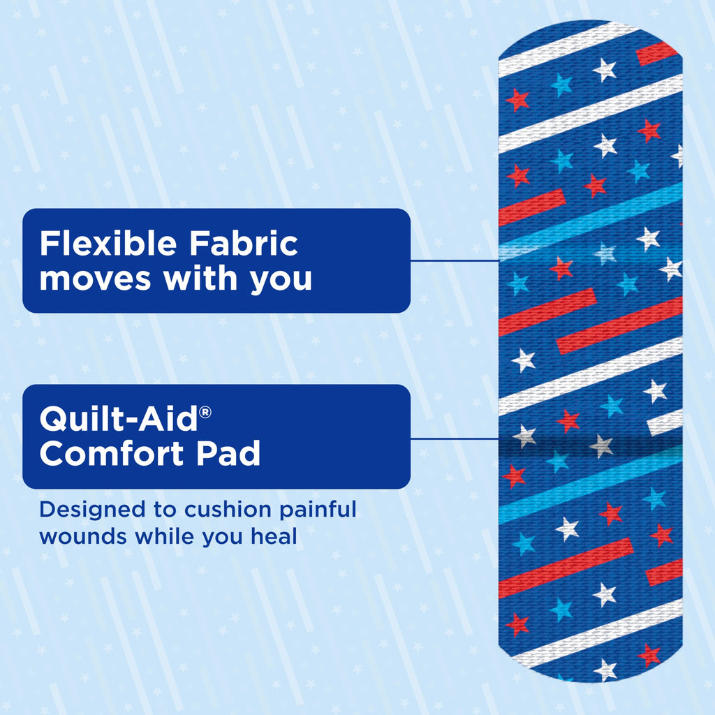 BAND-AID Brand Flexible Fabric Adhesive Bandages, Red, White & Blue, 45 Ct