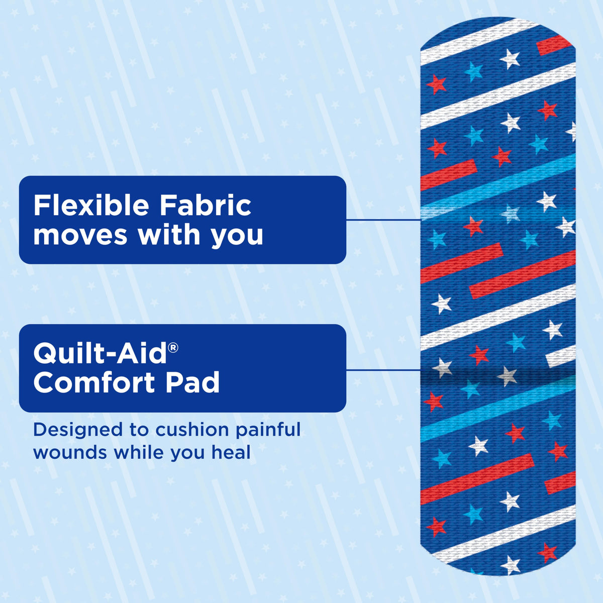 BAND-AID Brand Flexible Fabric Adhesive Bandages, Red, White & Blue, 45 Ct