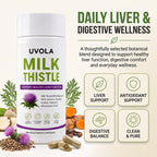 Milk Thistle Liver Support Supplement with 80% Silymarin, Inositol, Turmeric, Clove, Vitamin C and L-Methionine, Digestive and Antioxidant Support, 120 Capsules (1)